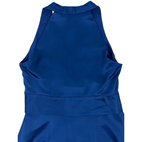 VTG Ann Taylor Royal Blue Silk A-Line Twist Front Mini Dress | 90s Quiet Luxury - Picture 7 of 12